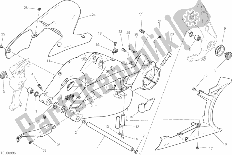 All parts for the Swing Arm of the Ducati Diavel Xdiavel S 1260 2018